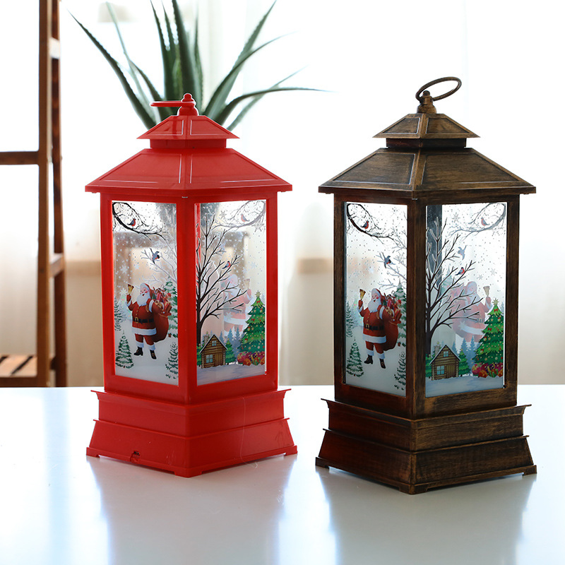 Cross-border wholesale Christmas retro LED large wind lamps for the elderly, reindeer and snowman style decorative wind lamps to decorate the scene details Picture
