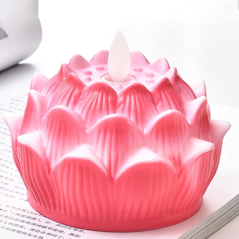 Creative simulation lotus LED blessing lamp, swinging candle, lotus lamp, lotus candle lamp, Buddhist use manufacturer wholesale Specification image
