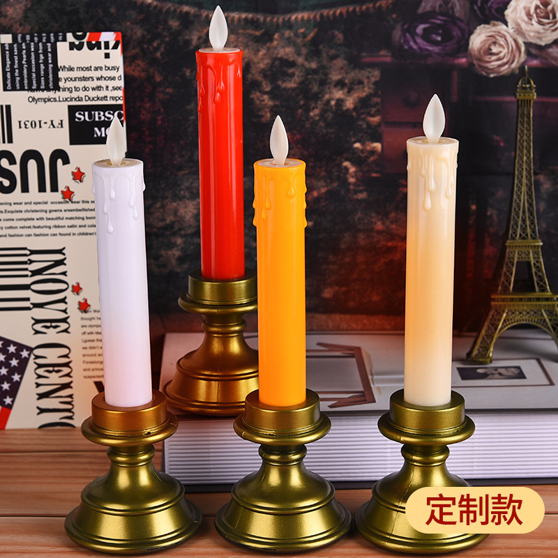 Candlestick pole wax marriage led electronic candle custom manufacturer direct supply pp cylindrical creative candle household decoration items details Picture