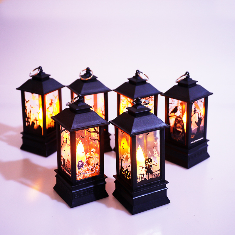 Cross-border new wholesale Halloween wind lanterns, LED electronic candle lights, pumpkin lanterns, plastic decorations, Ghost Festival gifts