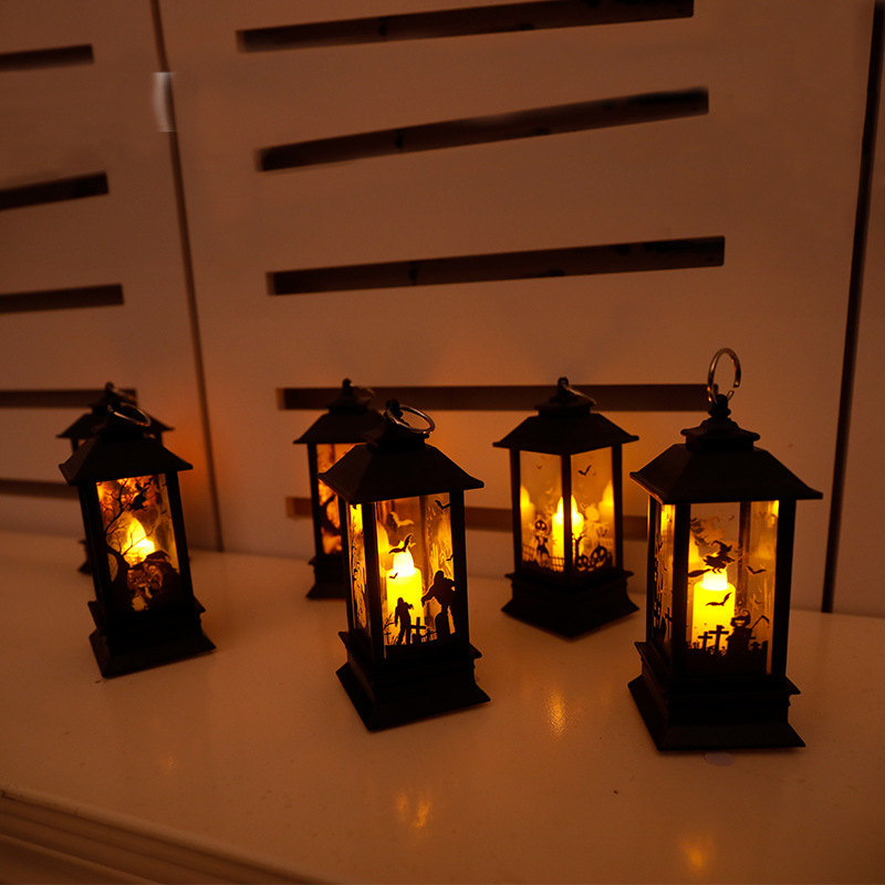 Cross-border new wholesale Halloween wind lanterns, LED electronic candle lights, pumpkin lanterns, plastic decorations, Ghost Festival gifts Specification image