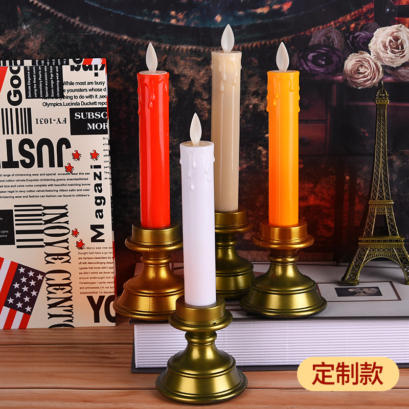 Candlestick pole wax marriage led electronic candle custom manufacturer direct supply pp cylindrical creative candle household decoration items Specification image