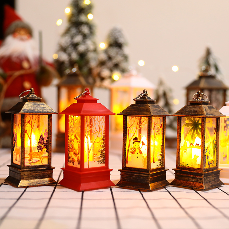 Cross-border wholesale of Christmas flame wind lanterns, Santa Claus decorations, Christmas LED illuminated ornaments, candlestick lights