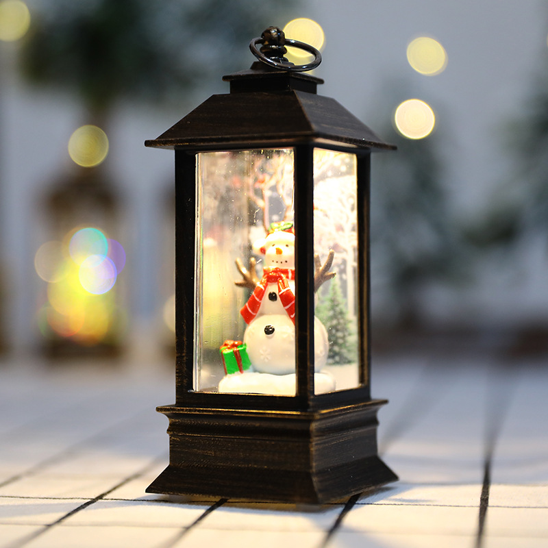 Cross-border Christmas wind lanterns, portable oil lamps for the elderly, hotel table ornaments, Christmas tree scene decoration props Specification image