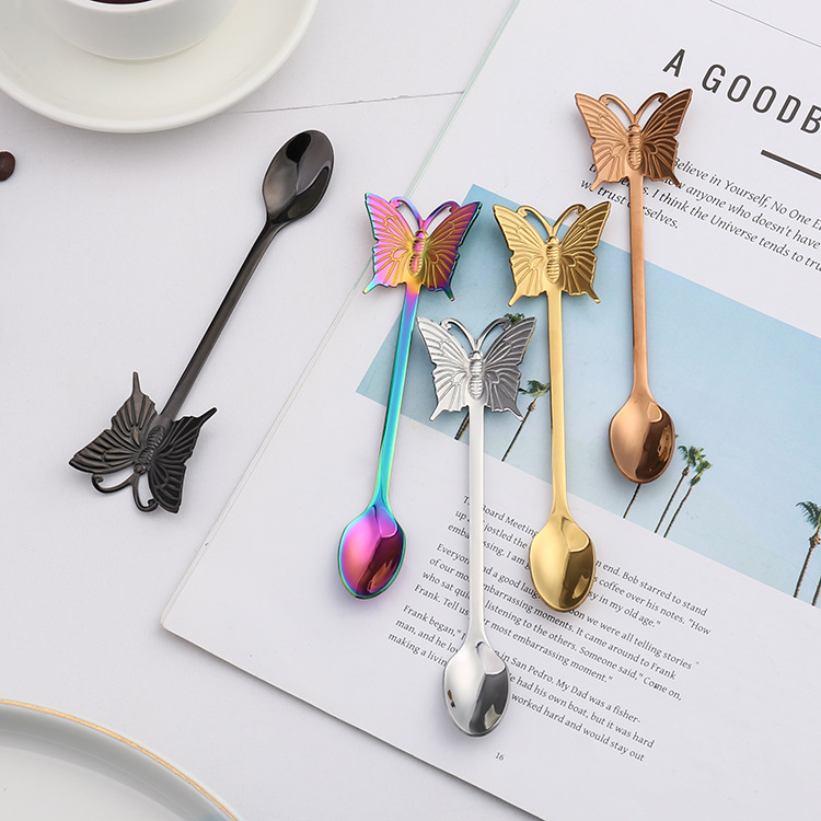 Creative 304 stainless steel butterfly fork spoon can be used to hang dessert spoons, coffee spoons and fruit forks Application Scenario