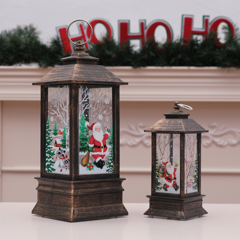 Cross-border wholesale of Christmas flame wind lanterns, Santa Claus decorations, Christmas LED illuminated ornaments, candlestick lights Application Scenario