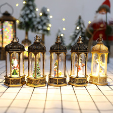 圣诞节内景风灯复古家居饰品仿古小六角玻璃罩风灯创意烛台摆件