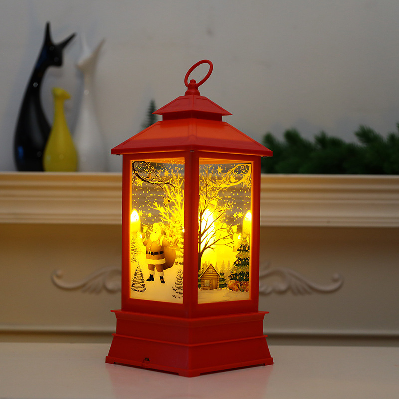 Cross-border wholesale Christmas retro LED large wind lamps for the elderly, reindeer and snowman style decorative wind lamps to decorate the scene Application Scenario