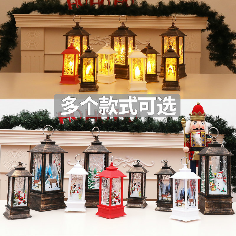 Cross-border wholesale of Christmas flame wind lanterns, Santa Claus decorations, Christmas LED illuminated ornaments, candlestick lights details Picture