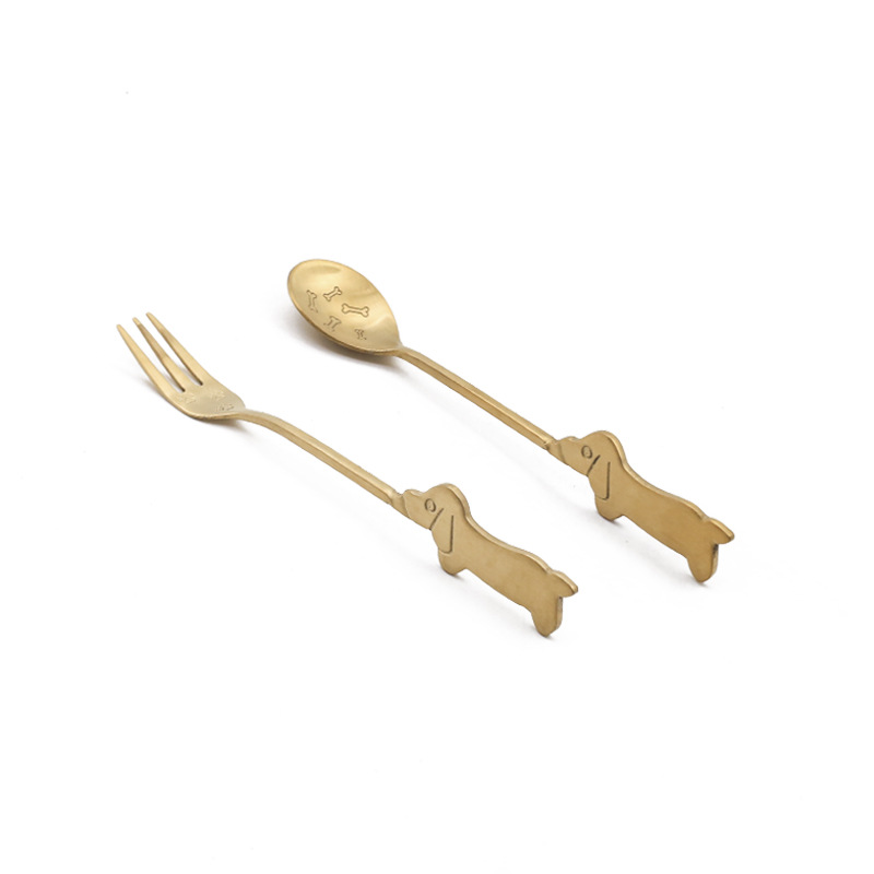 Stainless steel cartoon fruit spoon and fork, afternoon tea dessert cake spoon, animal-shaped tableware fork and spoon, creative tableware, decorative spoon, stainless steel dessert spoon, ice cream spoon, Popsicle spoon, spoon, dinner spoon Item Picture