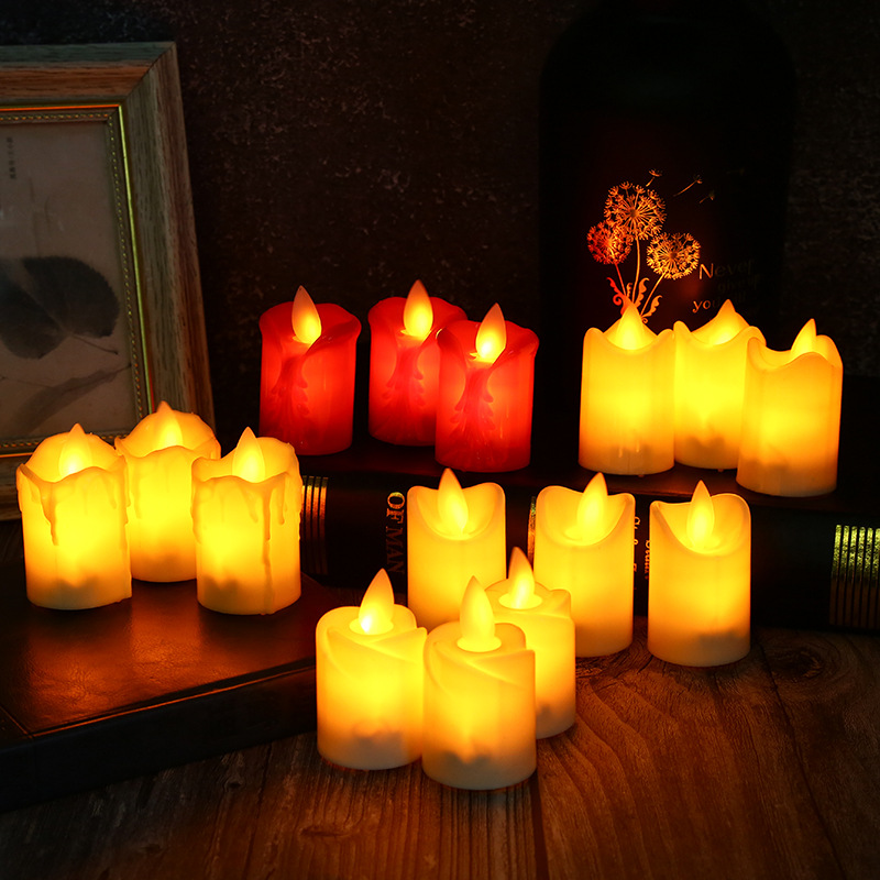 Simulated candle swaying, shaking, slanting mouth, tears, LED electronic candle light, bar, wedding, restaurant guiding lighting details Picture