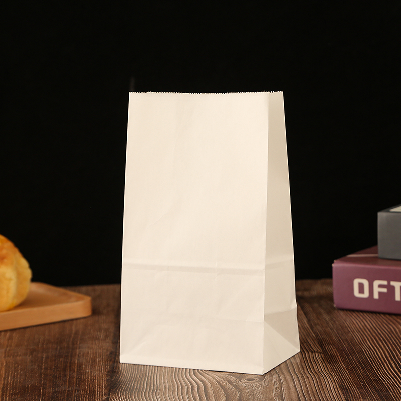 现货牛皮纸袋烘培面包方底食品纸袋白牛皮纸西点包装袋子工厂定制详情图2