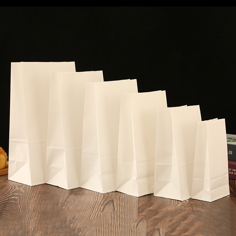 现货牛皮纸袋烘培面包方底食品纸袋白牛皮纸西点包装袋子工厂定制图