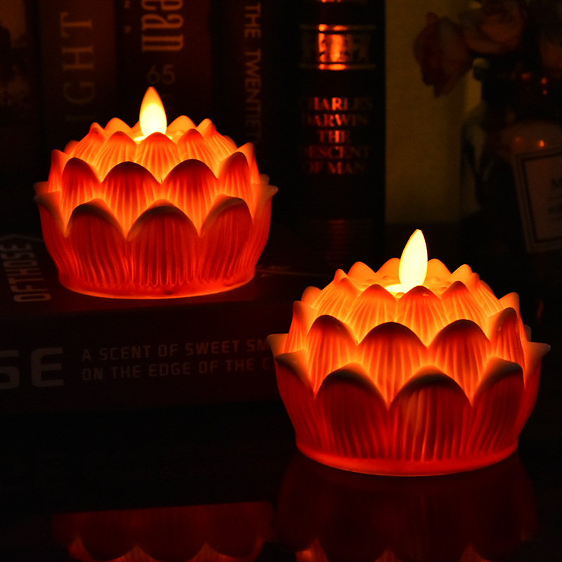 Creative simulation lotus LED blessing lamp, swinging candle, lotus lamp, lotus candle lamp, Buddhist use manufacturer wholesale details Picture