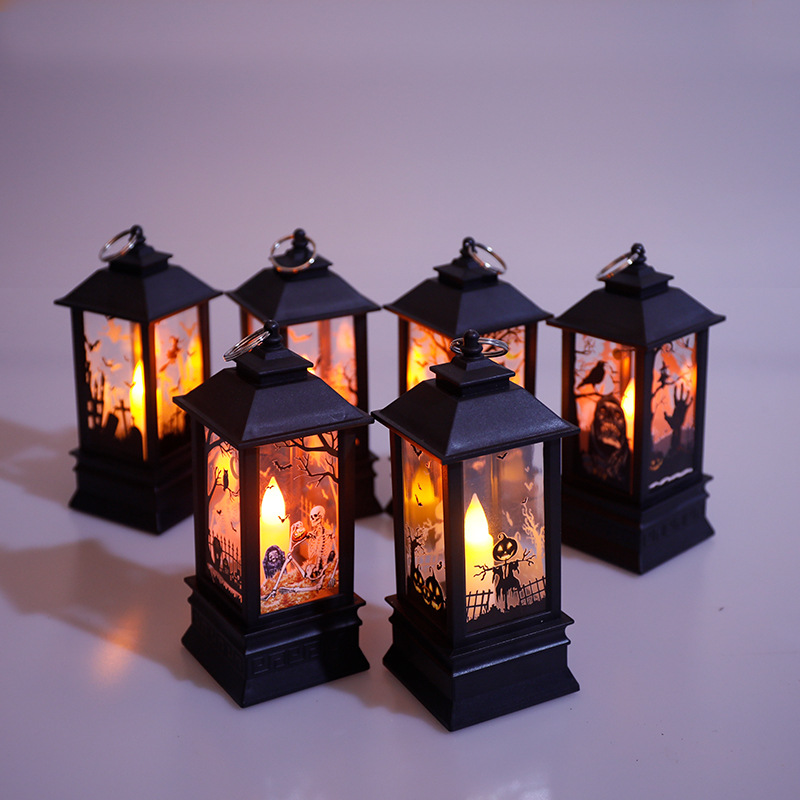 Cross-border new wholesale Halloween wind lanterns, LED electronic candle lights, pumpkin lanterns, plastic decorations, Ghost Festival gifts details Picture