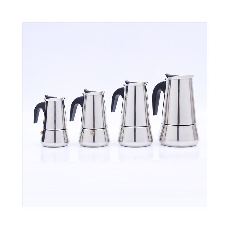 Factory direct supply of hand-held stainless steel coffee POTS, stainless steel thermos flasks, household hand-brewed coffee POTS, Mocha POTS wholesale Item Picture