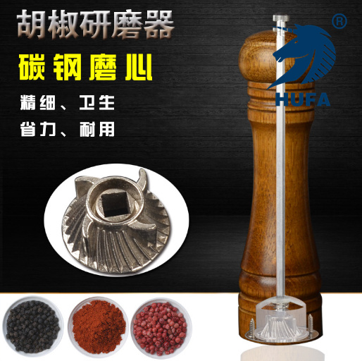 胡椒研磨器手动碳钢磨芯胡椒磨厨房调味花椒研磨瓶黑胡椒粒研磨器  进口橡胶木  碳钢磨心 手感舒适  精工细作  粗细可调
