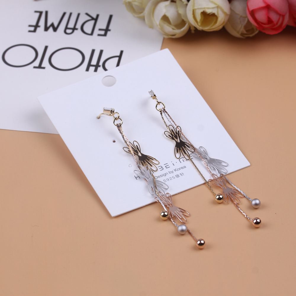 Boutique accessories S925 Silver Needle anti-allergy and color-preserving tassel earrings, elegant internet-famous earrings, internet-famous stud earrings