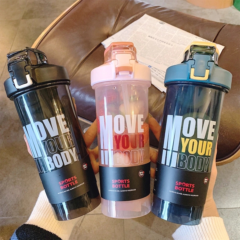 New fashionable Korean-style ins pop-up plastic cup, outdoor portable large-capacity cup, sports and fitness shaker cup full figure