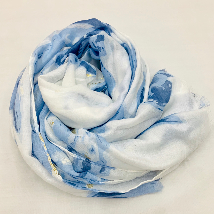 【 Retail 】90*180 encrypted Balinese yarn encrypted printed gold scarf export final order Item Picture