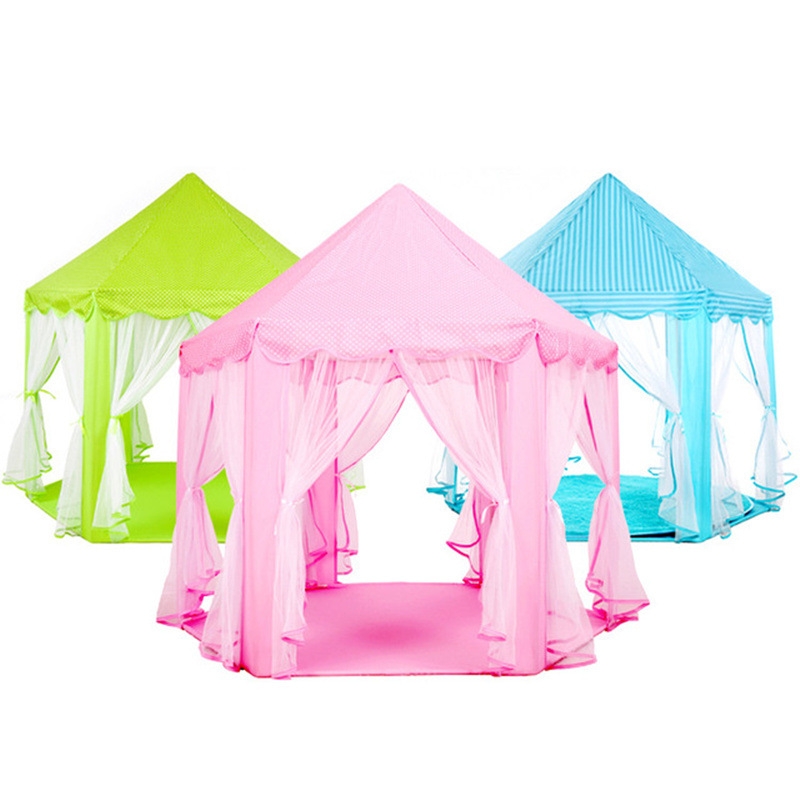 Factory direct sales of children's tents in stock, hexagonal Princess Castle tents, gauze mosquito repellent game houses, children's toys full figure