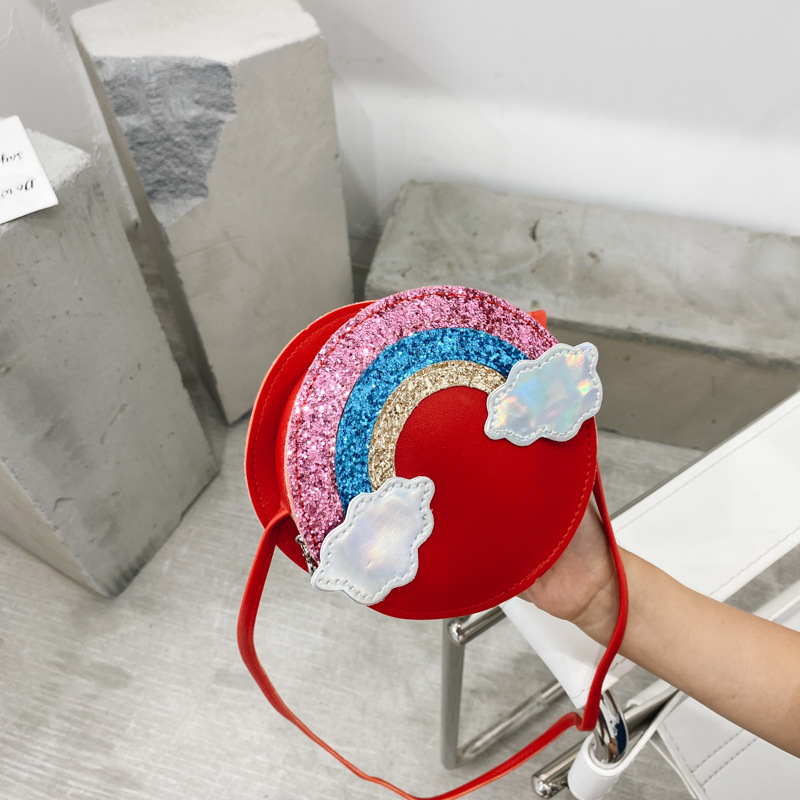 Baby crossbody bag 2021 New Trendy Korean version for boys, girls, princesses, personalized, fashionable and versatile rainbow mini single-shoulder bag details Picture