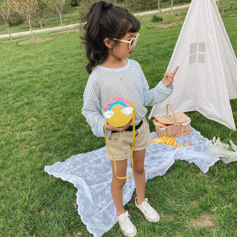 Baby crossbody bag 2021 New Trendy Korean version for boys, girls, princesses, personalized, fashionable and versatile rainbow mini single-shoulder bag Specification image