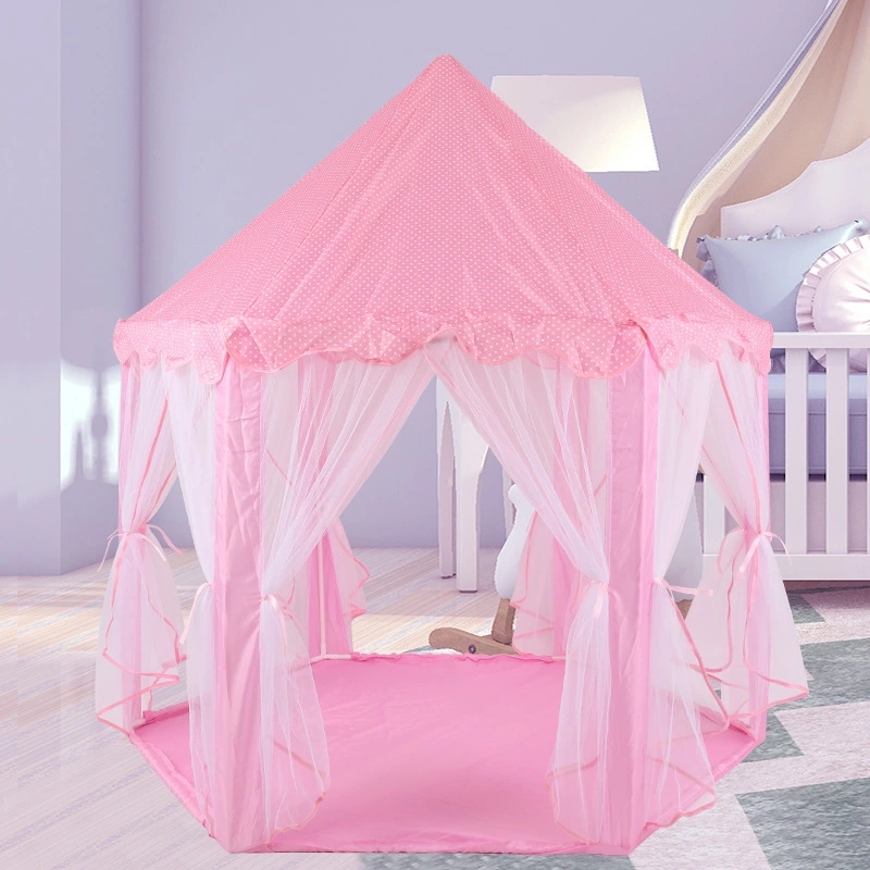 Factory direct sales of children's tents in stock, hexagonal Princess Castle tents, gauze mosquito repellent game houses, children's toys details Picture