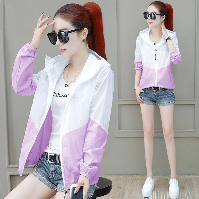 Women's 21 summer new short and versatile sun-protective clothing, Korean-style thin and loose sun-protective shirt, patchwork jacket Specification image