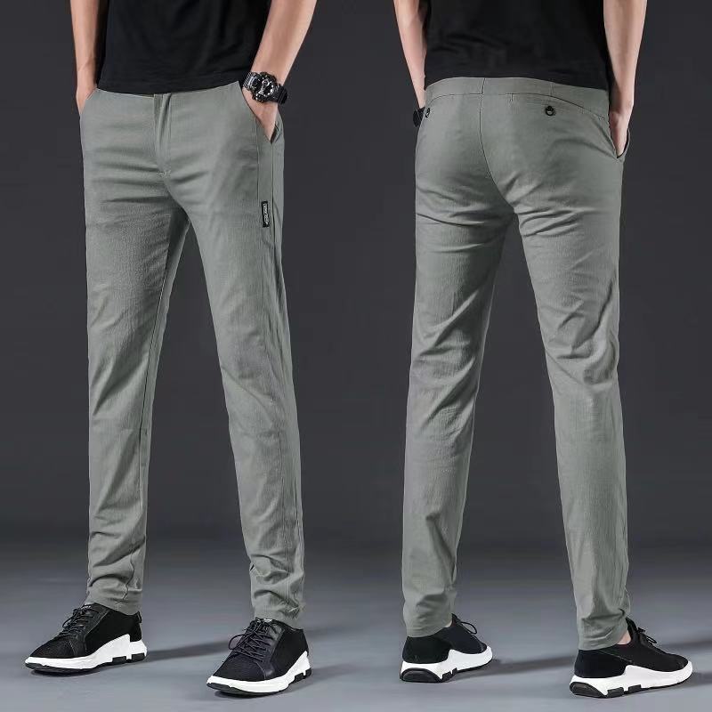 202 Spring new thin stretch men's trousers straight trim work ice casual trousers summer men's trousers