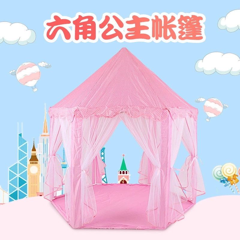 Factory direct sales of children's tents in stock, hexagonal Princess Castle tents, gauze mosquito repellent game houses, children's toys Item Picture