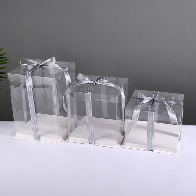 白色方形透明三合一生日蛋糕盒 礼品鲜花包装盒 厂家现货批发定制