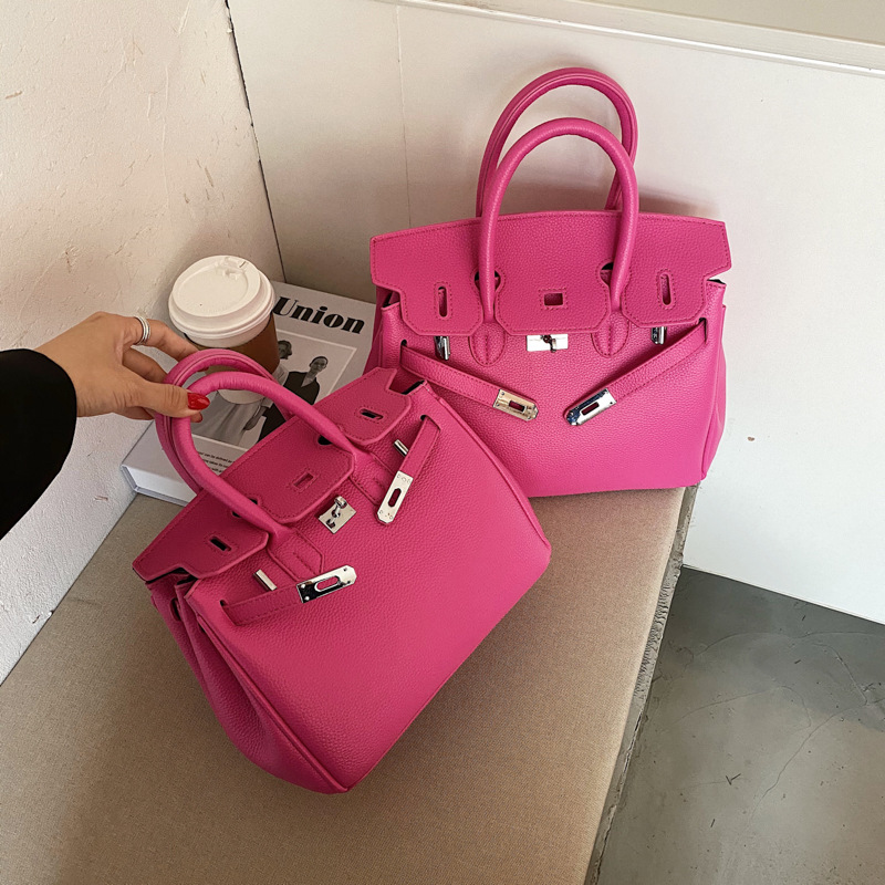 Lychee pattern platinum bag 2021 new style Kelly bag for brides, wedding bags and women, large capacity hand-held bag, shoulder crossbody, soft surface