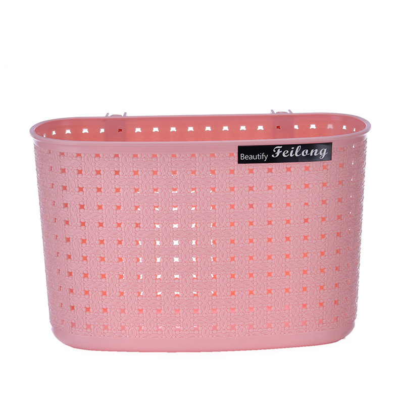 Imitation rattan woven multi-functional draining storage basket, suspended hollow bathroom and toilet storage basket, household double-hook hanging basket Item Picture