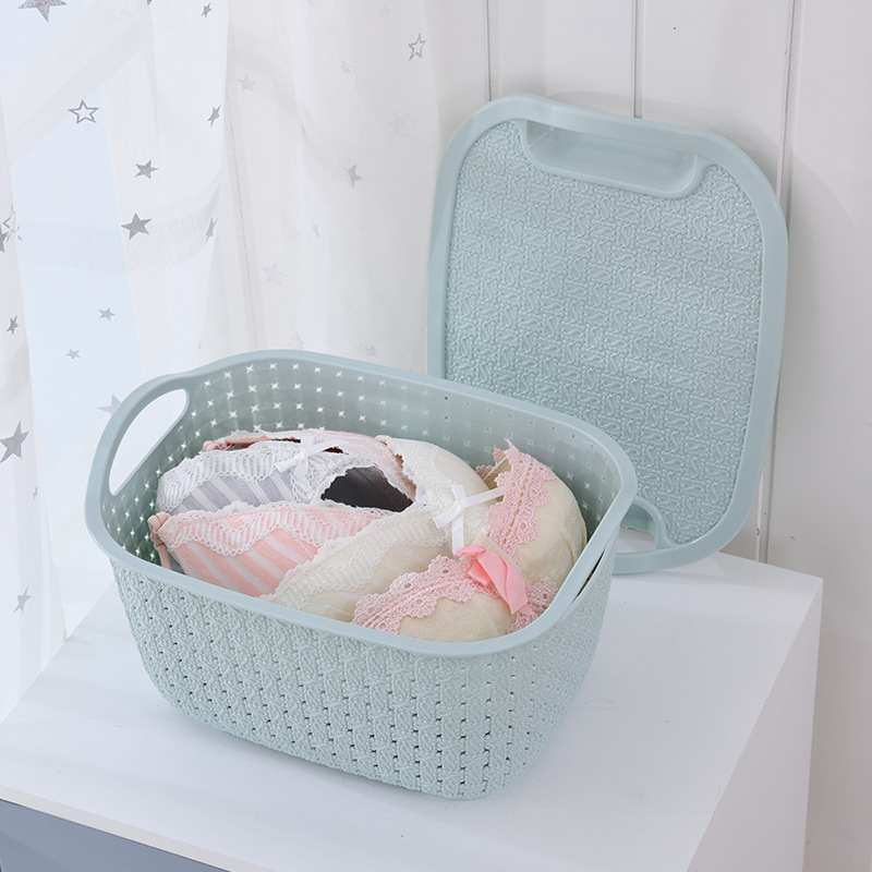 35823 imitación ratán trenza cesta de ropa sucia cesta de almacenamiento de ropa sucia de baño de plástico cesta de lavandería cesta de almacenamiento de juguetes para el dormitorio Specification image