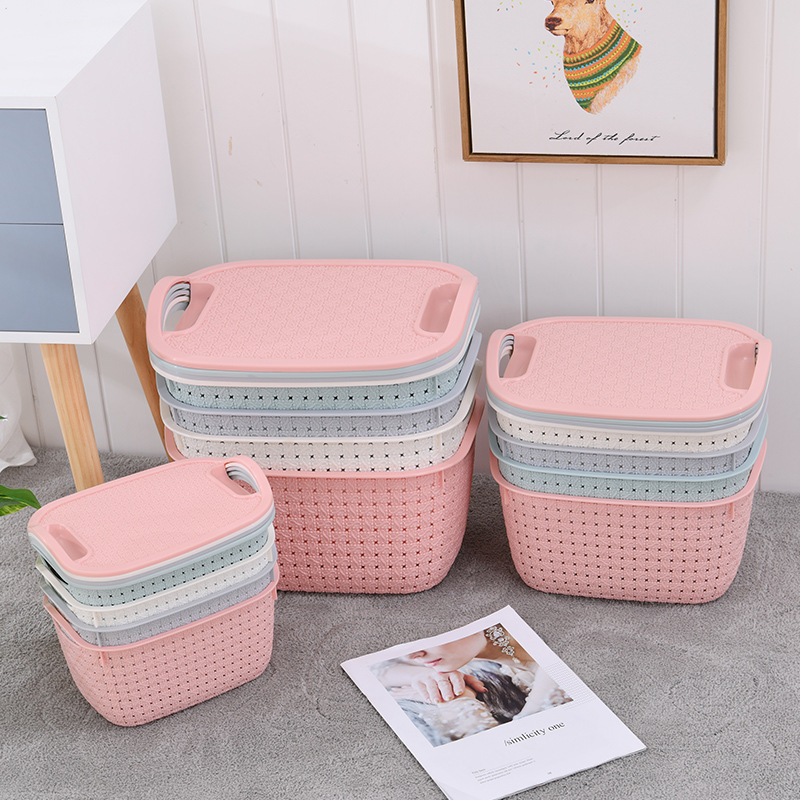 35823 Imitation rattan woven dirty clothes basket, plastic bathroom dirty clothes storage laundry basket, bedroom toy storage basket