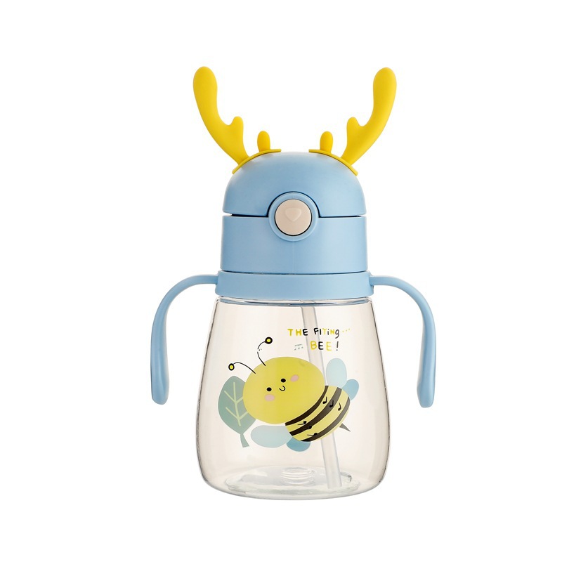 Cartoon deer horn niños portátil kettle baby straight drink pajita jardín de infantes para niños de primaria prevención de caídas taza de plástico taza de agua Item Picture