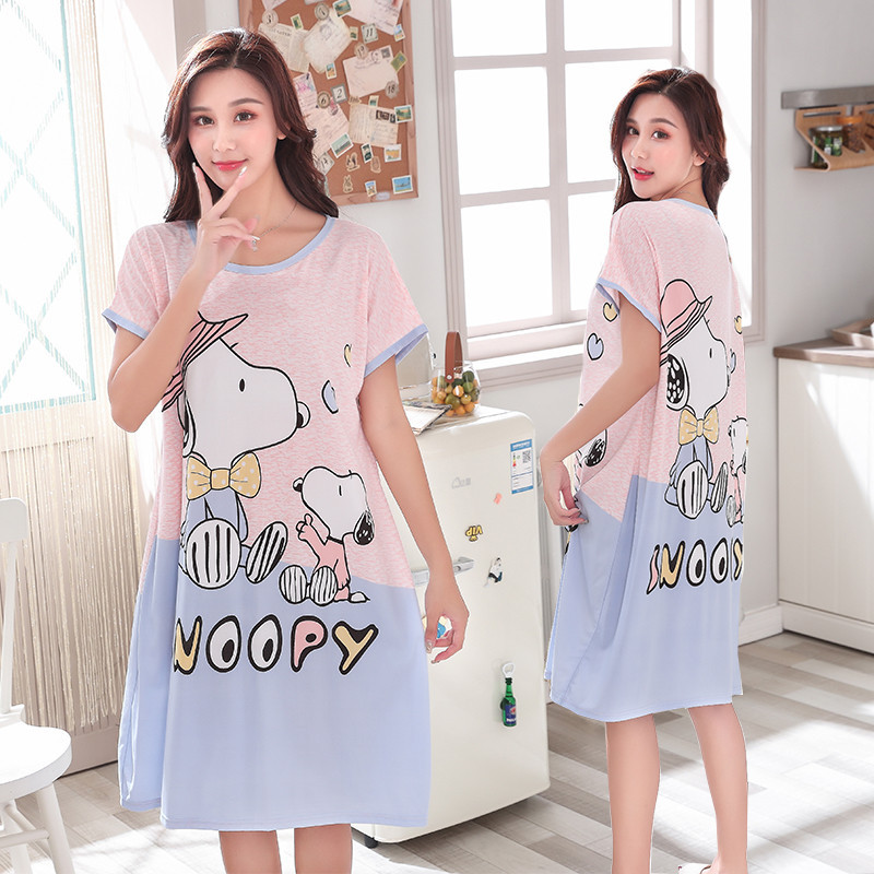 Meile Liying pajamas, short-sleeved sleeping skirts, women's loose, oversized cartoon cultural skirts, cute, sweet, casual home wear Specification image