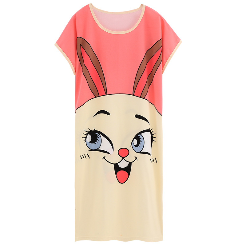 Meile Liying pajamas, short-sleeved sleeping skirts, women's loose, oversized cartoon cultural skirts, cute, sweet, casual home wear Item Picture