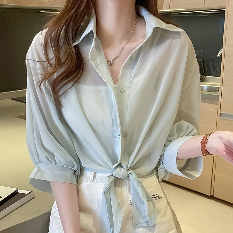 Summer 2021 candy-colored, elegant chiffon, personalized beach sun-protective clothing and air-conditioned shirt Application Scenario