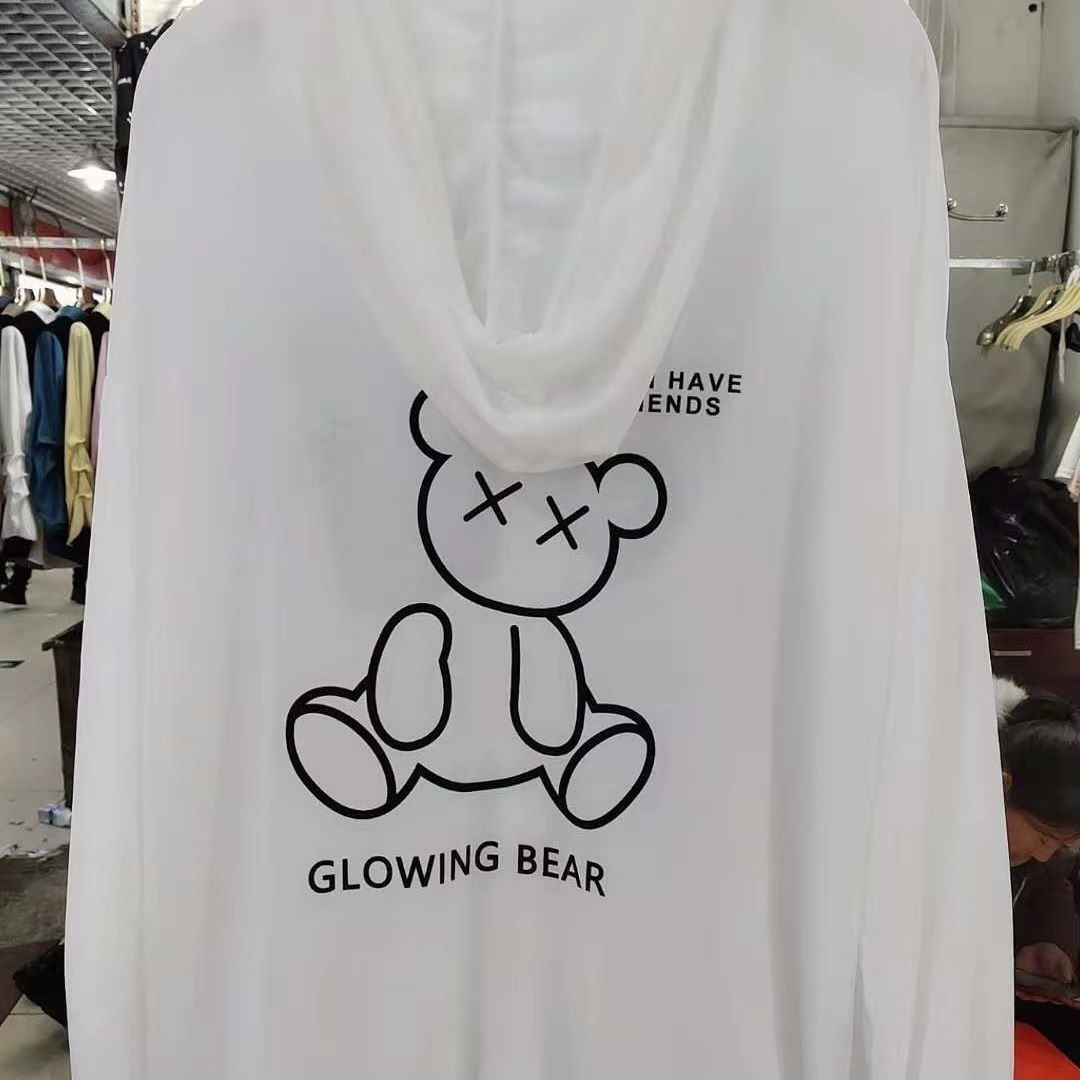 2021 New style bear print sun-protective clothing, women's summer thin coat, women's Korean style loose student hooded sun-protective clothing details Picture