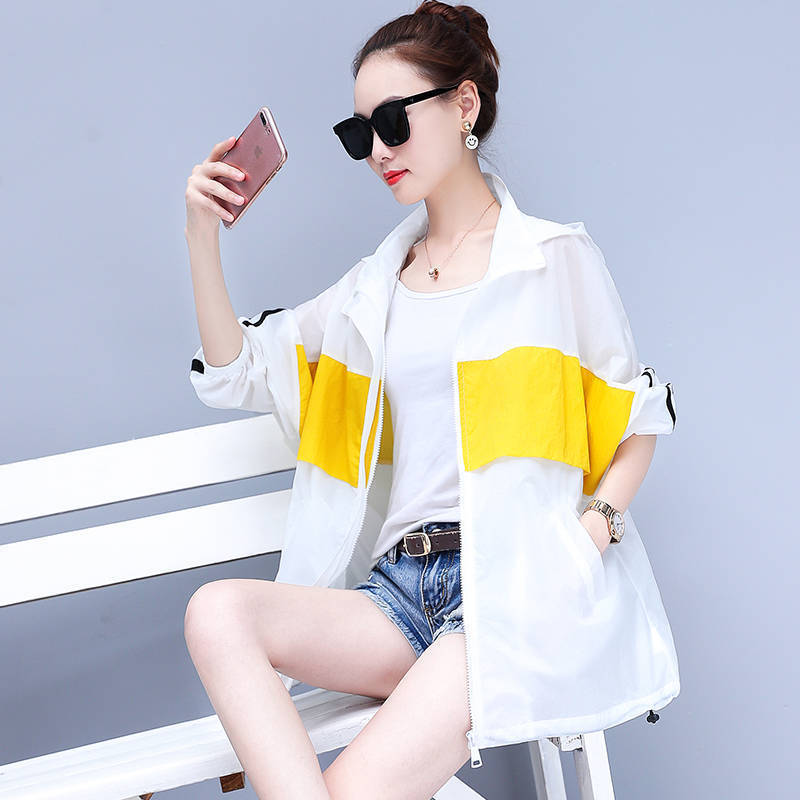 Sun-protective clothing for women, mid-length, loose, plus-size, and plump MMS 2021 summer new fashion trend of patchwork cardigans and thin jackets Application Scenario