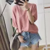 New summer women's wear Korean-style simple V-neck versatile loose pullover T-shirt, solid color mid-sleeved casual top base layer Specification image
