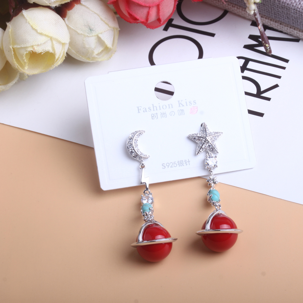 Wholesale of boutique accessories, diamond-encrusted heart-shaped pearl tassel earrings, trendy earrings, personalized s925 silver needle earrings for women Item Picture