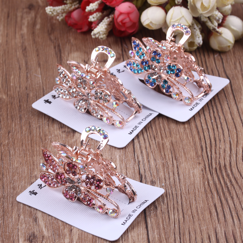 Wholesale of 10-yuan store accessories: Large peacock hair clippers, high-end alloy hair clippers, water diamond hair clippers and headwear Specification image