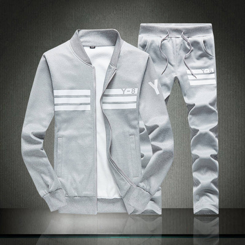 Spring and autumn new men's hoodie sets, men's stand-up collar cardigans, ploversized clothes, casual sport jackets details Picture