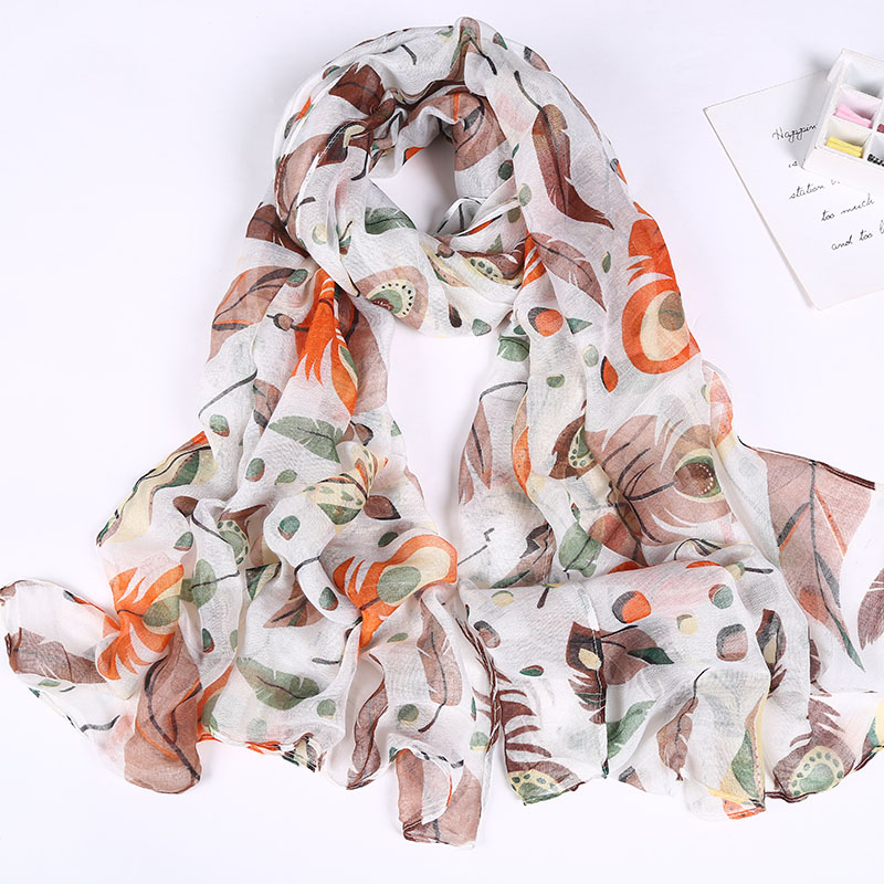 2021 new Balinese yarn feather print spring and summer leisure ladies scarf shawl scarf manufacturers direct spot Application Scenario