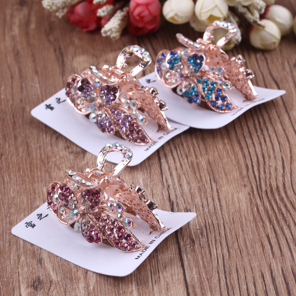 Wholesale of 10-yuan store accessories: Large peacock hair clippers, high-end alloy hair clippers, water diamond hair clippers and headwear details Picture