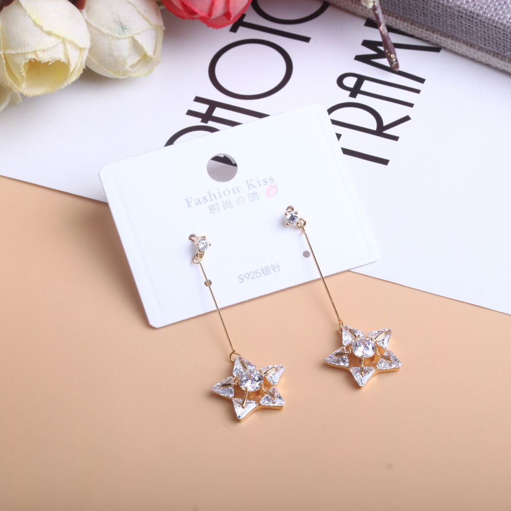 Wholesale of boutique accessories, diamond-encrusted heart-shaped pearl tassel earrings, trendy earrings, personalized s925 silver needle earrings for women