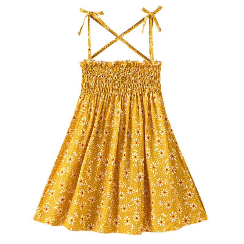 Summer's new girls' summer dress, halter top dress, vacation-style beach dress, casual and sweet printed princess dress Item Picture